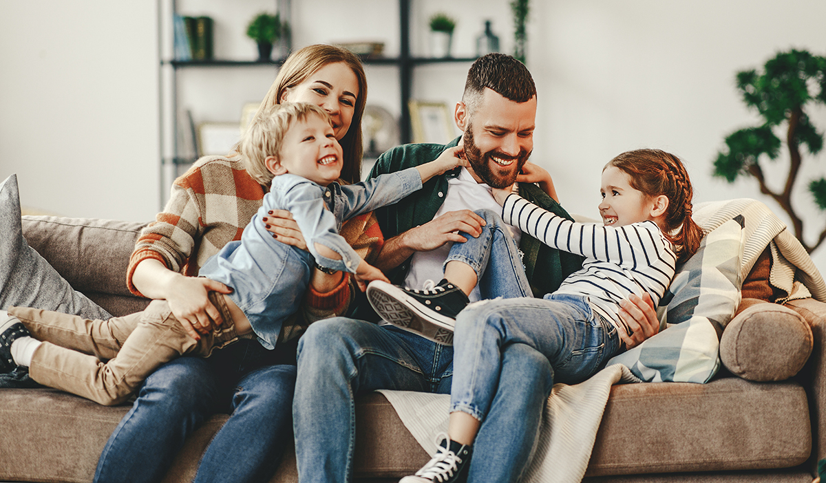 Family in new home