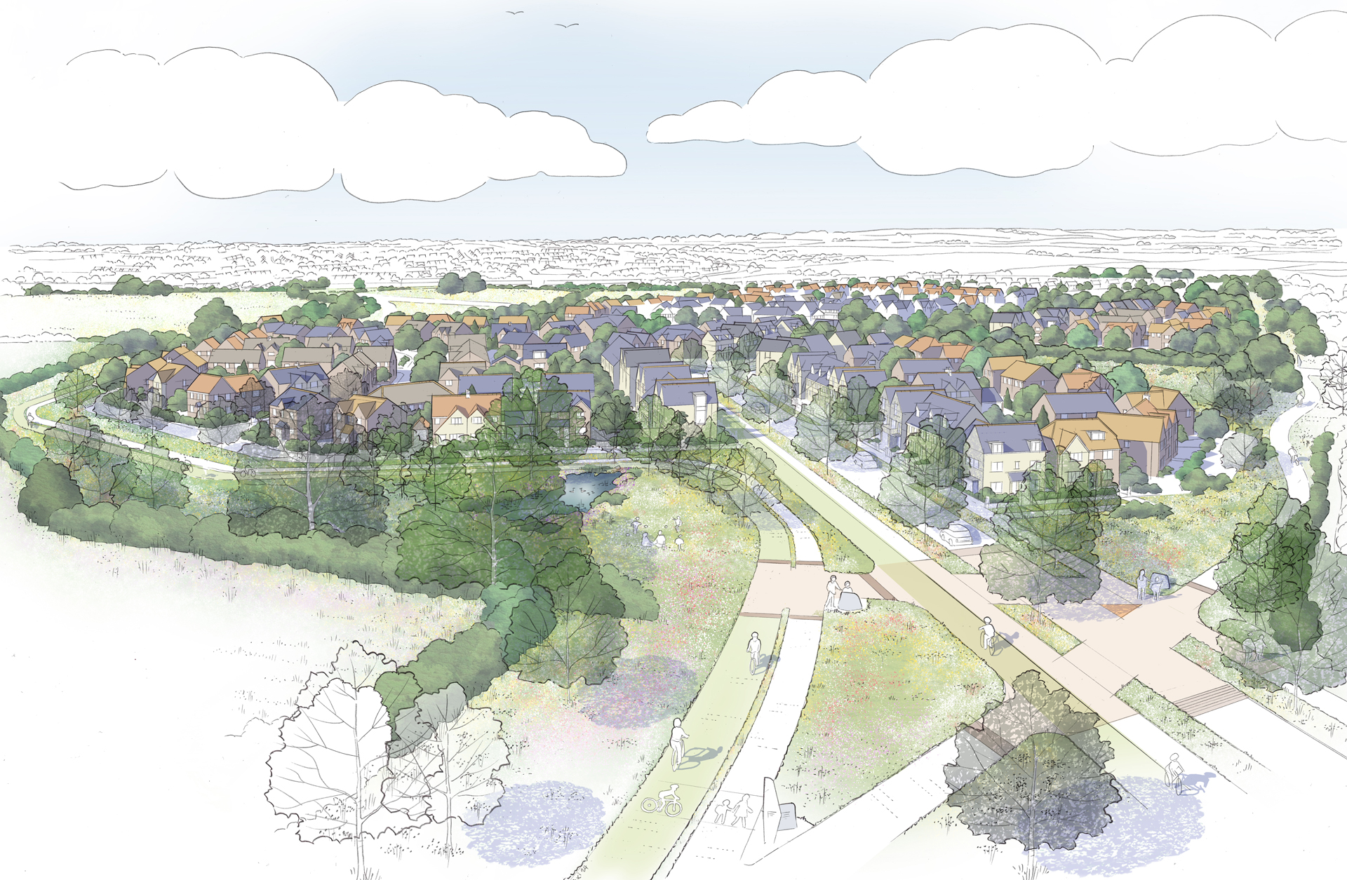 Artist’s impression of the revised masterplan for Curborough Brooks